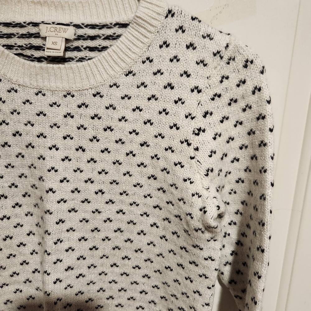 J. Crew Merino Wool Blend Printed Crew Neck Sweater Pull Over Preppy Winter - Picture 3 of 6